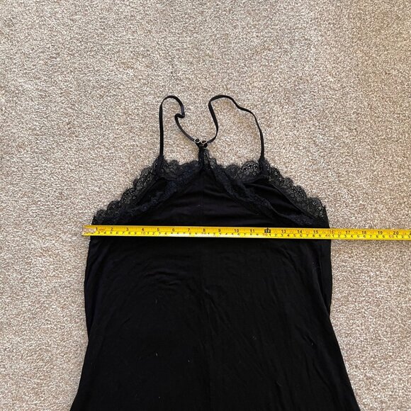 Y2K Black Flowy Fitted Halter Mini Dress with Lace Trim S - Picture 8 of 8